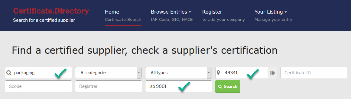 Use case search keyword location iso standard